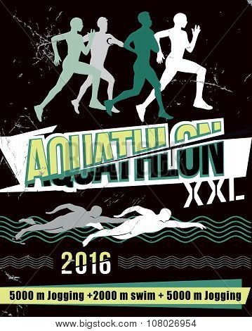 Vector illustration aquathlon - of long distance.