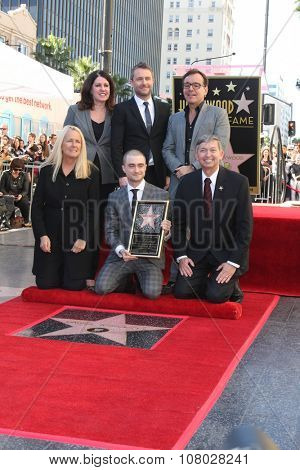 LOS ANGELES - NOV 12:  Chris Hardwick, Chris Columbus, Daniel Radcliffe, Leron Gubler  at the Daniel Radcliffe Ceremony at the Hollywood Walk of Fame on November 12, 2015 in Los Angeles, CA