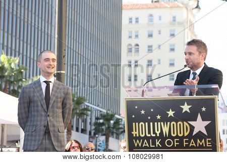 LOS ANGELES - NOV 12:  Daniel Radcliffe, Chris Hardwick at the Daniel Radcliffe Hollywood Walk of Fame Ceremony at the Hollywood Walk of Fame on November 12, 2015 in Los Angeles, CA