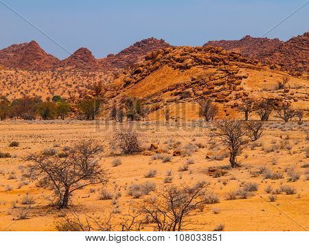 Massive granite rock formations in namibian Spitzkoppe area