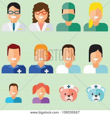 Doctors avatars set