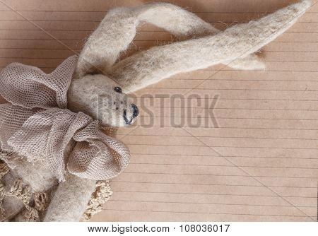 Felt Doll On Background With Space For You Message