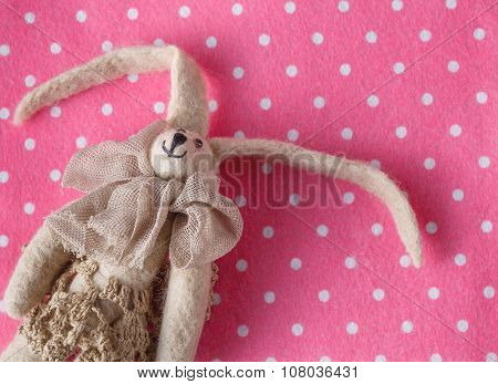 Felt Doll On Background With Space For You Message
