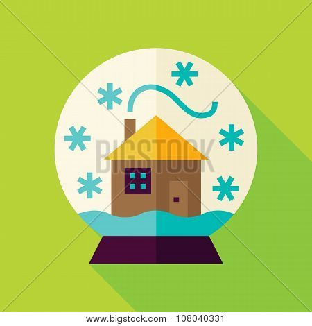 Vector Flat Snowglobe With House Icon