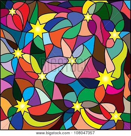Multicolored Stained-glass Window, Stars For Your Design