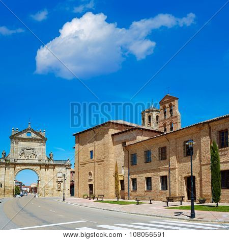 Sahagun middle center of Saint James Way San Benito arch in Leon Spain