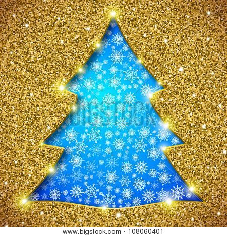 Christmas tree card with glitter