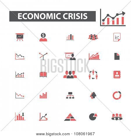 economic crisis, market analytics  icons, signs vector concept set for infographics, mobile, website, application
