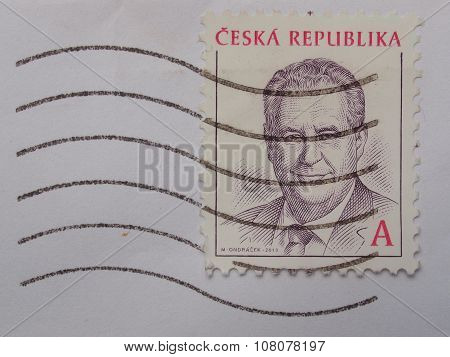 Milos Zeman Stamp From Czech Republic