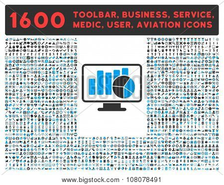 Statistics Icon With Large Pictogram Collection