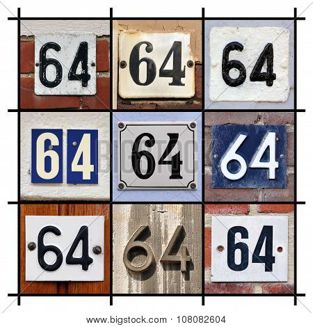 Number 64 sign
