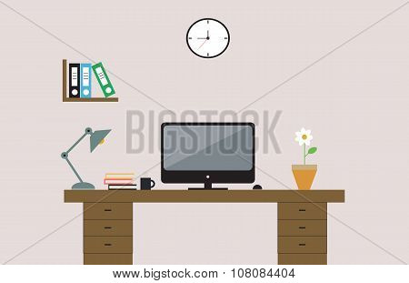 Workplace in flat design