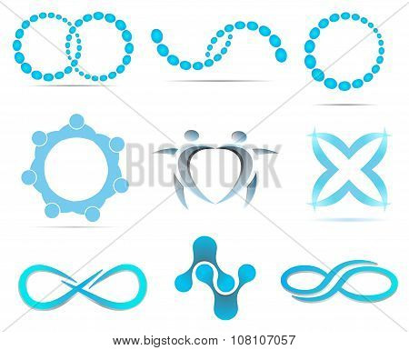 Abstract Logo With Geometric Elements Infinity Emblem Set . Circle icon