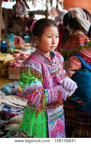 H'mong ethnic minority people in Can Cau traditional market in Laocai, Vietnam.