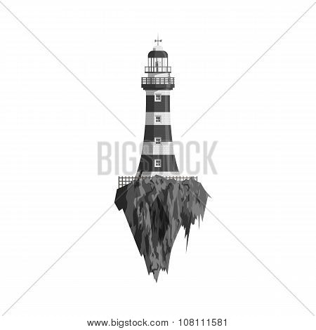 Black and white Lighthouse on flying Island