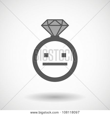 Isolated Vector Ring Icon With A Emotionless Text Face