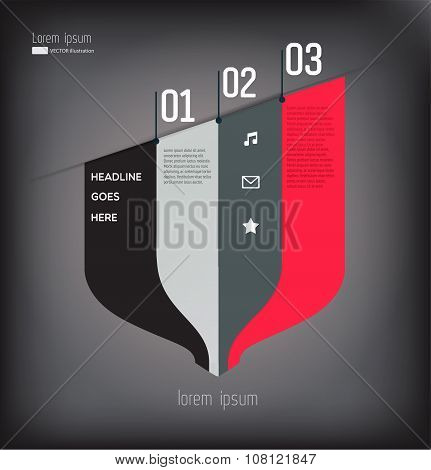 Three steps vector infographic illustration.