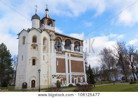 Suzdal, Russia -06.11.2015. Belfry Saviour Euthymius monastery was built in  16th century, the Golde