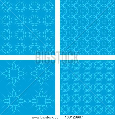 Cyan seamless pattern background set