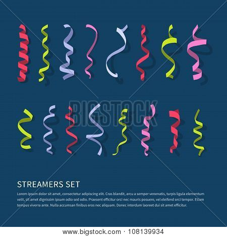 Set of flat streamers