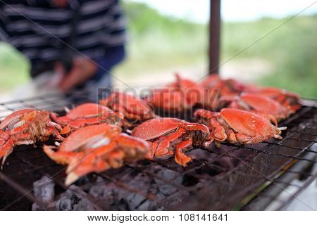 Grilled spanner crab (red frog crab)