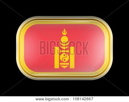 Mongolia Variant Flag. Rectangular Shape With Rounded Corners