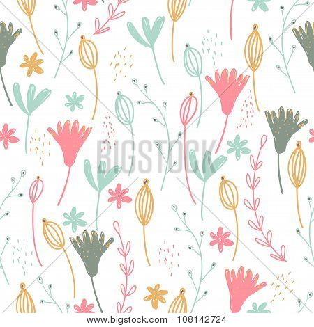 Floral seamless pattern with leaf.