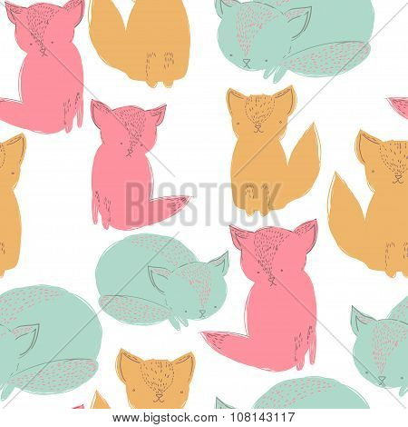 Vector Seamless pattern of Funny cats.