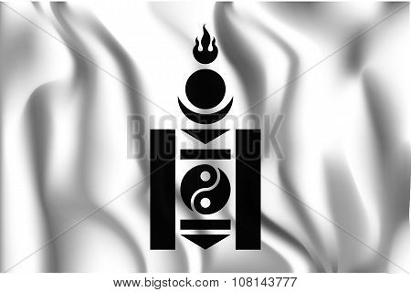 Mongolian Soyombo In Black And White. Rectangular Shape Icon