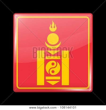 Mongolian Soyombo. Glassy Icon Square Shape