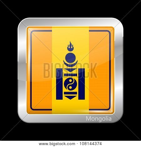 Mongolian Soyombo. Metallic Icon Square Shape