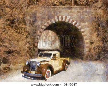 Carros antigos (pintura a óleo)