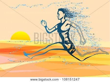 Running Woman On Seacoast