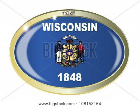 Wisconsin State Flag Oval Button