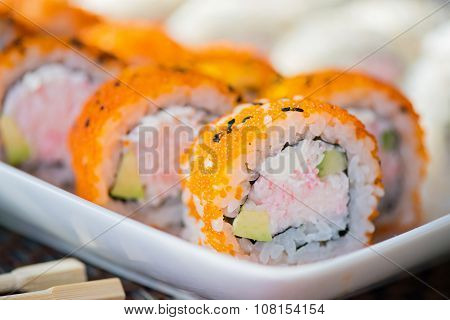 California maki sushi with masago