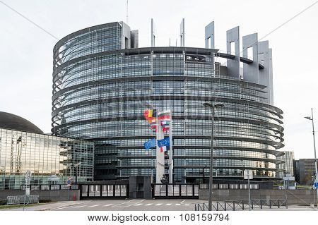 European Union Flags And France Flag Flies At Half-mast