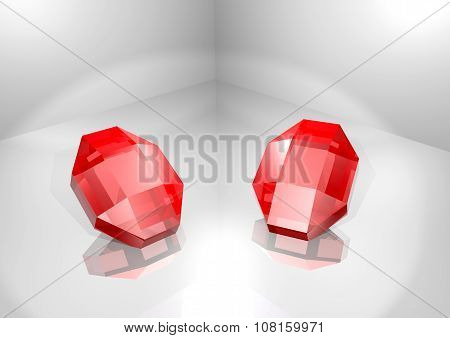 jewelry modeled in 3D illuminated by spot light on white background