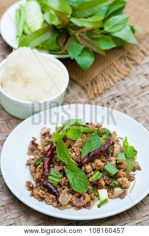 Laab. Thai Spicy Minced Meat Salad