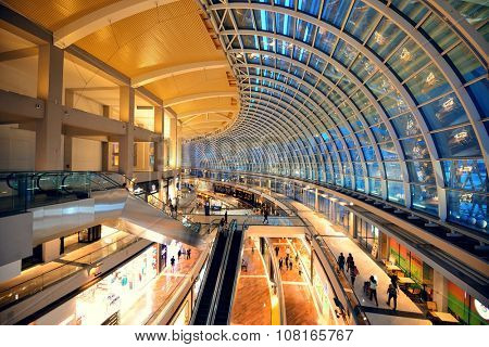 SINGAPORE - APR 5: Marina Bay Sands hotel interior on April 5, 2014 in Singapore. It is the world's most expensive building with cost of US$ 4.7 billion and landmark of Singapore.