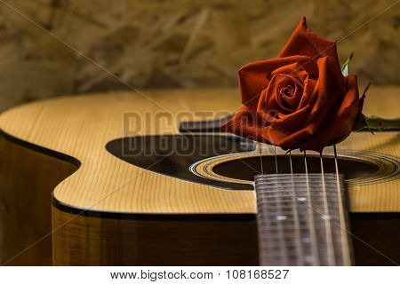 Still Life Rose And Quitar