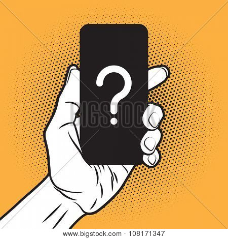 PopArt Style Mokup with unknown Smartphone in Hand