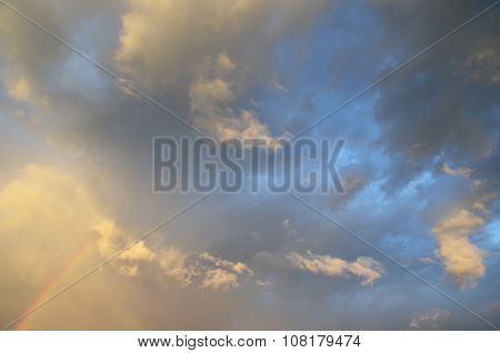 Picturesque Evening Sky With A Rainbow. Baikal Lake