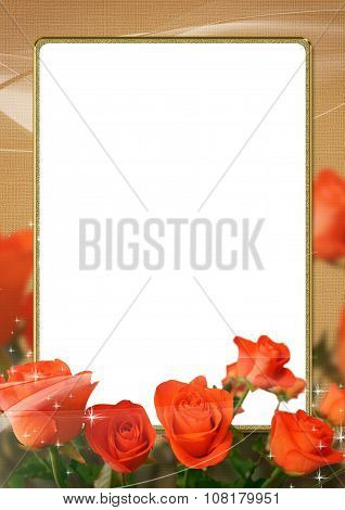 Vintage frame with roses