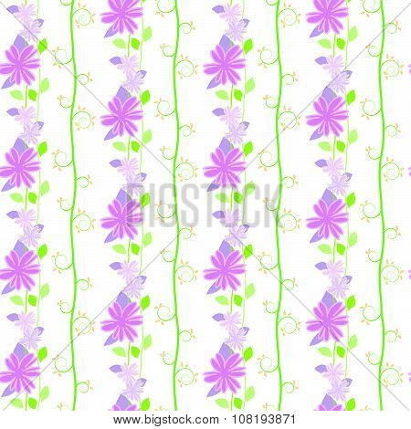 Cute Seamless Pattern With The Floral And Leaves