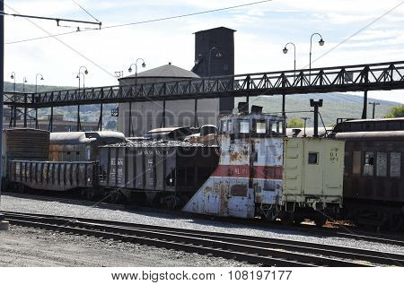 Trains at the Steamtown National Historic Site in Scranton, PA