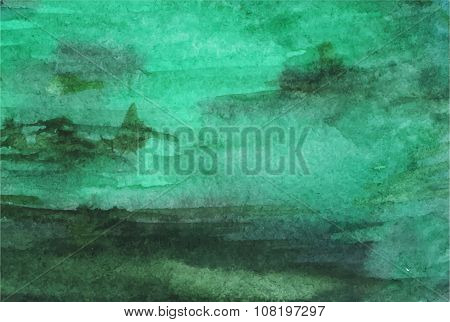 Watercolor dark green emerald background