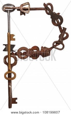 Alphabet from old keys. Letter P