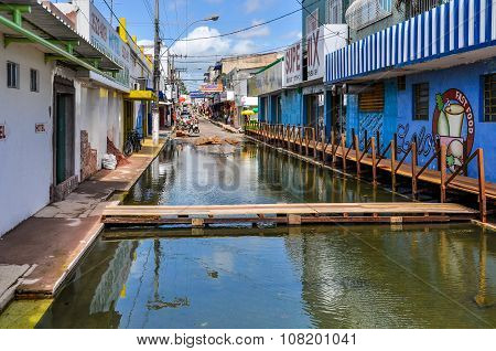 Flooded City Of Santarem In The Amazon Rainforest, Brazil