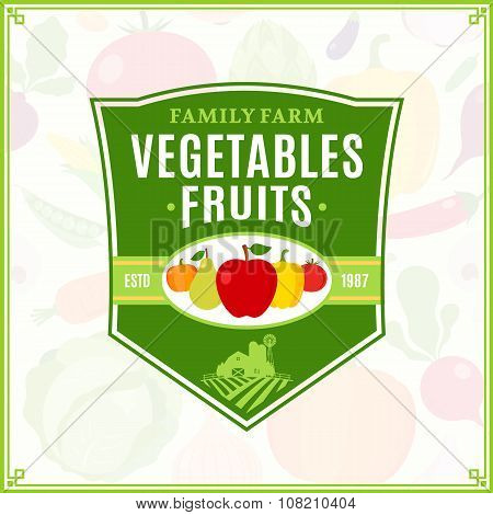 Fruits And Vegetables Label, Fruits And Vegetables Icons And Design Elements