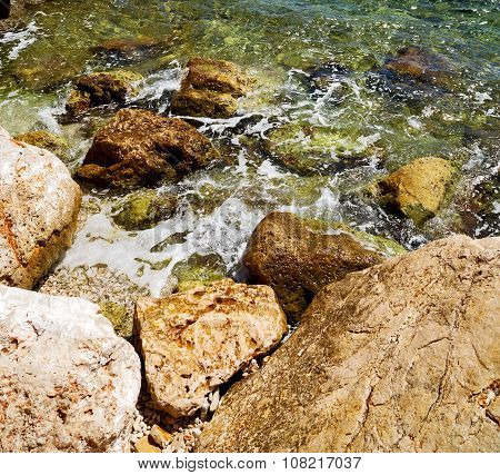 Asia In Thurkey Antalya Lycia Way Water Rocks And Sky Near The Nature